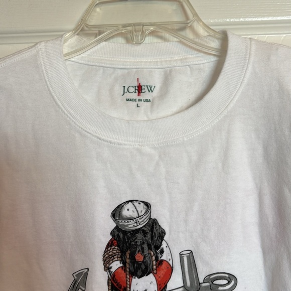 J. Crew NWT men’s white dog guard short sleeve graphic t-shirt size large - Picture 2 of 12